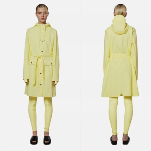 Rains Jackets & Blazers - Rains Curve W Jacket Straw Yellow Womens Medium Trench Coat Long Rain Waterproof